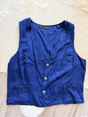 Mango Women’s Deep Blue Button-Front Vest